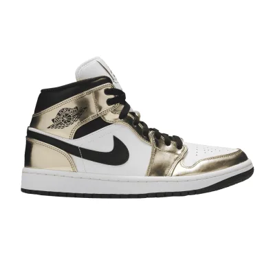Air Jordan 1 Mid Metallic Gold Black White