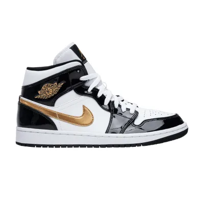 Air Jordan 1 Mid Patent SE Black Gold