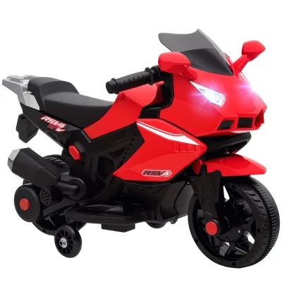 AIYAPLAY Elektro Kindermotorrad Elektromotorrad mit USB, Stützrädern, Musik, Scheinwerfer