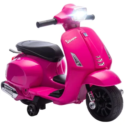 AIYAPLAY Elektro Motorrad Kinder Vespa 6V Elektromotorrad mit Stützrädern Scheinwerfer