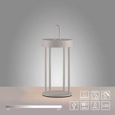 Akku Tischleuchte ANSELM, 1x LED-Board/1,50Watt/2700Kelvin, IP44, Greige