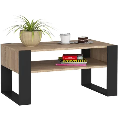 Akord Couchtisch Sonoma Eiche, Schwarz 92x45x53 cm
