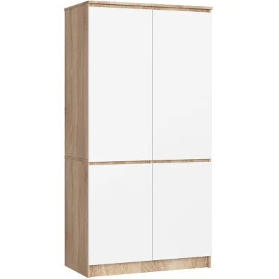 Akord Kleiderschrank Sonoma Eiche, Weiß 90x180x51 cm