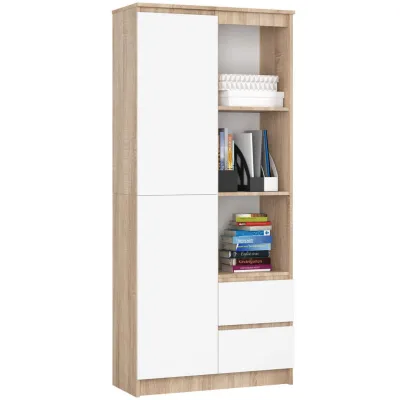 Akord Mehrzweckschrank Sonoma Eiche, Weiß 80x180x35 cm