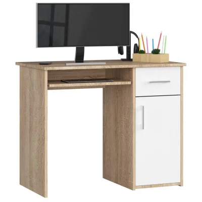 Akord Schreibtisch Sonoma Eiche, Weiß 90x74x50 cm