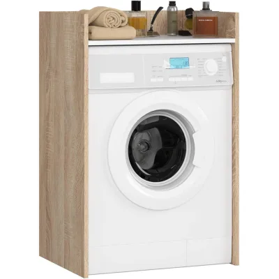 Akord Waschmaschinenschrank Sonoma Eiche, Weiß 64x98x50 cm