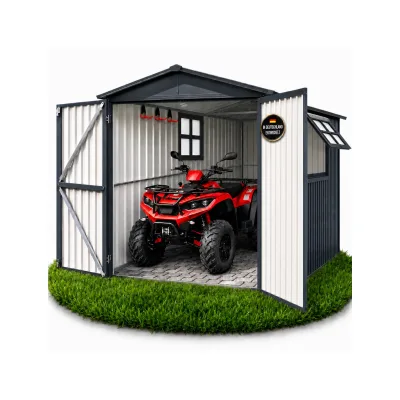 Albatros Premium Quad-Garage – verzinktes Metall in Anthrazit (RAL 7016)   201,4 × 328,6 × 190,9 cm   Quad-Unterstellplatz   wetterfest