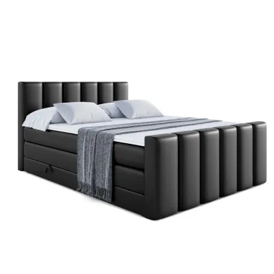 Altdecor Boxspringbett Schwarz Hochglanz 140x200 cm