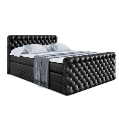 Altdecor Boxspringbett Schwarz Hochglanz 200x200 cm