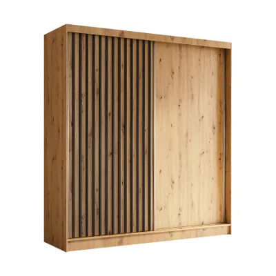 Altdecor Kleiderschrank Eiche Artisan, Schwarz 200x216x61 cm