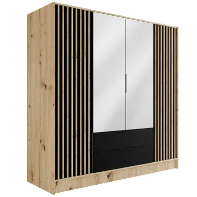 Altdecor Kleiderschrank Eiche Artisan, Schwarz, Eiche Artisan 200x200x51 cm