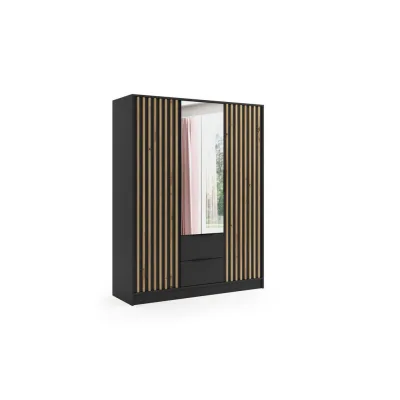 Altdecor Kleiderschrank Schwarz, Eiche Artisan 150x200x51 cm
