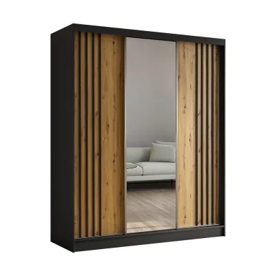 Altdecor Kleiderschrank Schwarz, Eiche Artisan 180x216x61 cm