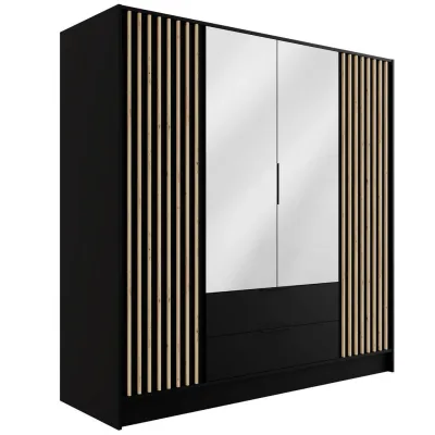 Altdecor Kleiderschrank Schwarz, Schwarz, Eiche Artisan 200x200x51 cm