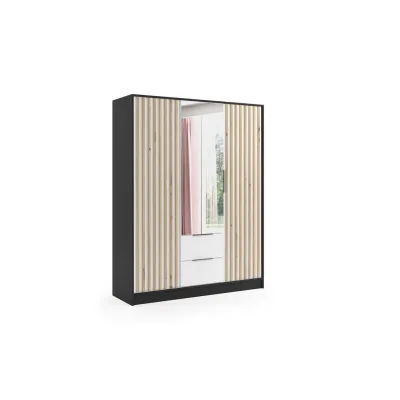 Altdecor Kleiderschrank Schwarz, Weiß, Eiche Artisan 150x200x51 cm