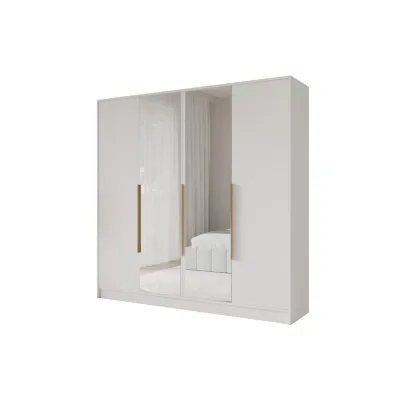 Altdecor Kleiderschrank Weiß, Gold 200x200x51 cm