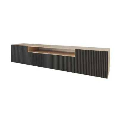 Altdecor Lowboard Schwarz, Eiche Artisan 200x40x41 cm