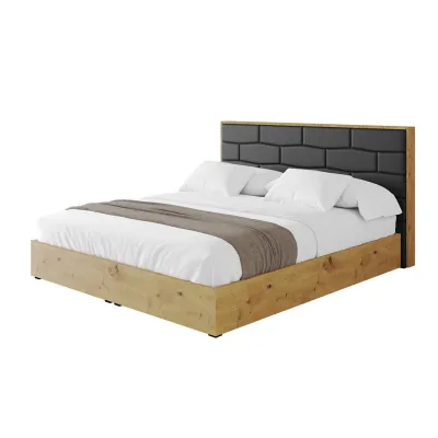 Altdecor Polsterbett Schwarz Hochglanz 160x200 cm