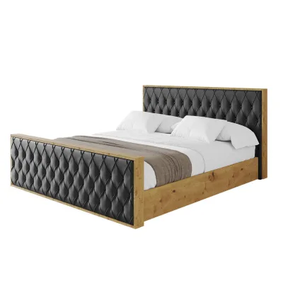 Altdecor Polsterbett Schwarz Hochglanz 180x200 cm