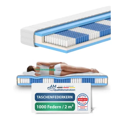 AM Qualitätsmatratzen Taschenfederkernmatratze Weiß 80x190 cm