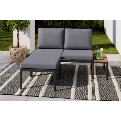 Ambia Garden Loungegarnitur Natur, Dunkelgrau 134x70x68 cm