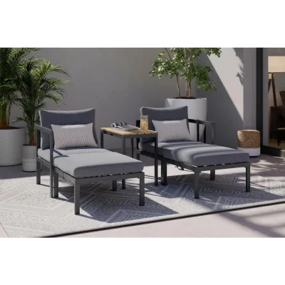 Ambia Garden Loungegarnitur Natur, Dunkelgrau 66x64x65.5 cm