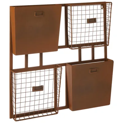 Ambia Home Wandregal Braun 8x60x60 cm
