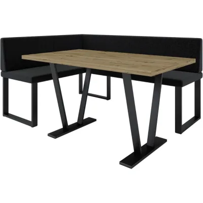 AN Furniture Store Eckbankgruppe Schwarz 128x87x168 cm