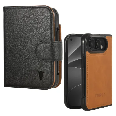 Apple iPhone Duo 2-in-1 abnehmbare Leder-Wallet-Hülle (MagSafe-Ladefunktion) - Schwarz
