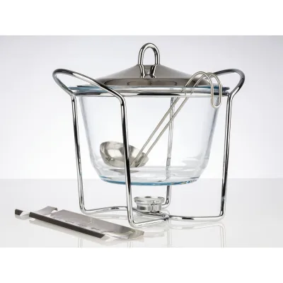 APS Feuerzangenbowle mit Stövchen, Metall verchromt