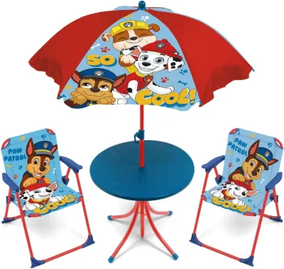 Arditex ARDITEX Kinder-Tischset Paw Patrol mit 2 Stühlen & Sonnenschirm für drinnen & draußen