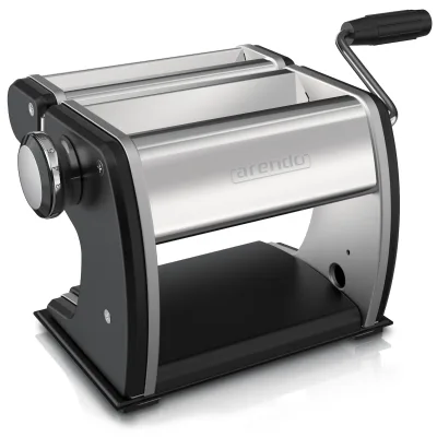Arendo Nudelmaschine, Manueller Edelstahl Pasta Maker, Nudelpresse, 7 einstellbare Stärken, schwarz