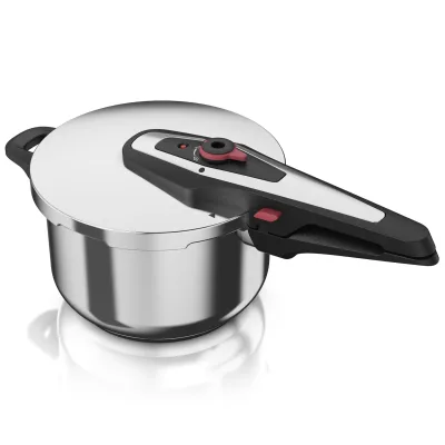 Arendo Schnellkochtopf 6 Liter Edelstahl Dampfkochtopf mit Sicherheitssystem, 2x Druckstufen, Edelstahl (1-tlg), Dampfgaren, Einkochen, Für Induktionsherde, Gasherde und Ceranfelder