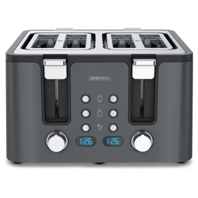 Arendo Toaster, 4 kurze Schlitze, für 4 Scheiben, 1750 W, Automatik, Edelstahl, Wärmeisolierendes Doppelwandgehäuse