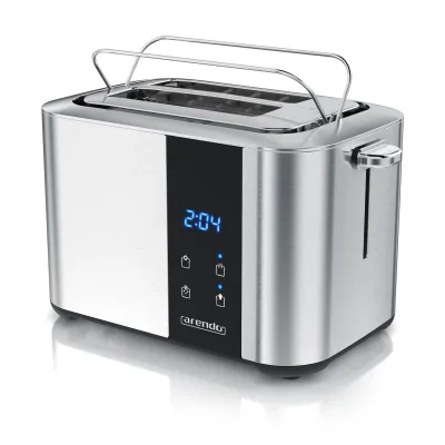 Arendo Toaster, Edelstahl, mit Brötchenaufsatz, Display & Touch, wärmeisoliert, verschiedene Schlitze