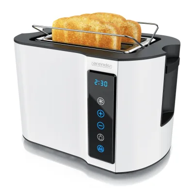 Arendo Toaster Wärmeisoliertes Doppelwandgehäuse, Display mit Restzeitanzeige, 2 kurze Schlitze, für 2 Scheiben, 800 W, Touchpanel, Brötchenaufsatz