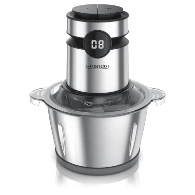 Arendo Zerkleinerer Elektrischer Multizerkleinerer für Fleisch Nüsse Obst Gemüse u.v.m., 500 W, Universalzerkleinerer 2L Edelstahlbehälter, Display