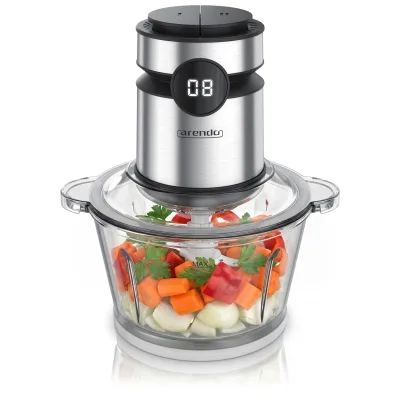 Arendo Zerkleinerer Elektrischer Multizerkleinerer für Fleisch Nüsse Obst Gemüse u.v.m., 500 W, Universalzerkleinerer mit 2 L Glasbehälter, Display