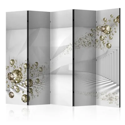 artgeist Paravent Weiß, Gold 225x172x3 cm