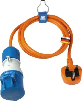 as - Schwabe Adapterkabel 1,5 m British Standard BS1363 Typ G auf CEE Kupplung mit Spannungsanzeige, IP44