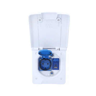as - Schwabe Caravan Vorzeltsteckdose USB/SAT IP44 weiß ähnlich RAL9010