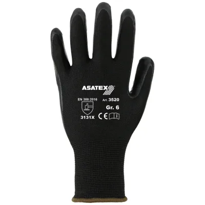 Asatex Feinstrickhandschuh 3520 beschichtet Gr. 7 schwarz