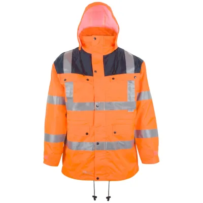 Asatex Prevent Warnschutzparka heraustrennbares Steppfutter 3350 Gr. S leuchtorange/blau