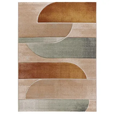 Atticgo Webteppich Mehrfarbig, Kupfer, Grün, Beige 140x200 cm