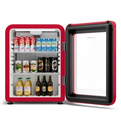 Audrey Evo Getränkekühlschrank   Retro-Design   Glastür   65 L   EEK C Rot 68 Liter