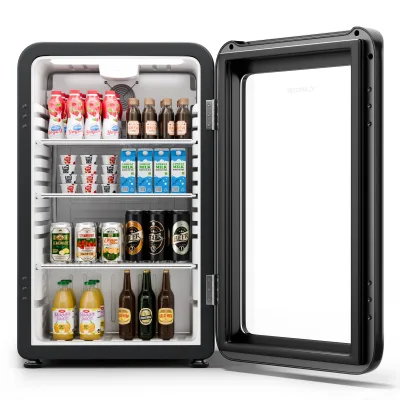 Audrey Evo Getränkekühlschrank   Retro-Design   Glastür   95 L   EEK C Schwarz 93_ltr