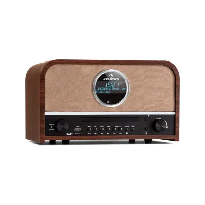 auna Columbia DAB Radio 60 W CD-Player DAB+/UKW-Tuner USB-Aufnahme Bluetooth Braun