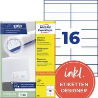 Avery Zweckform Universaletikett ultragrip 105 x 33,8 mm (B x H)
