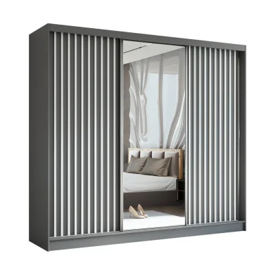 AX Living Schwebetürenschrank Grau, Weiß 240x216x61 cm