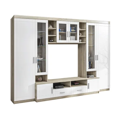 AX Living Wohnwand Beige, Weiß 340x198x44 cm